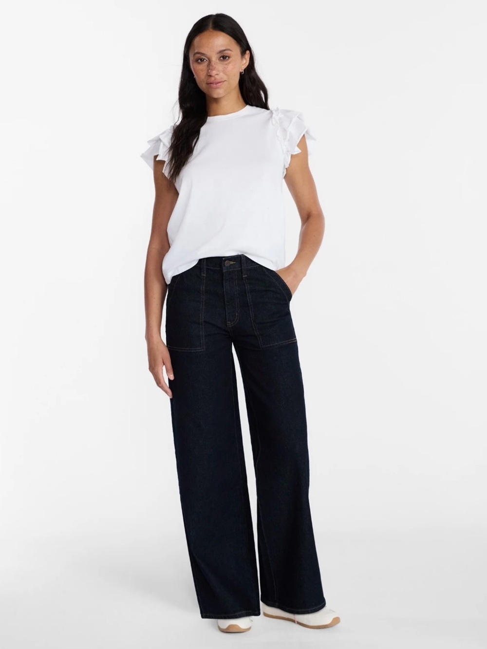 Time and Tru Dark Blue Wide Leg Utility Trousers - Picture 3 of 13